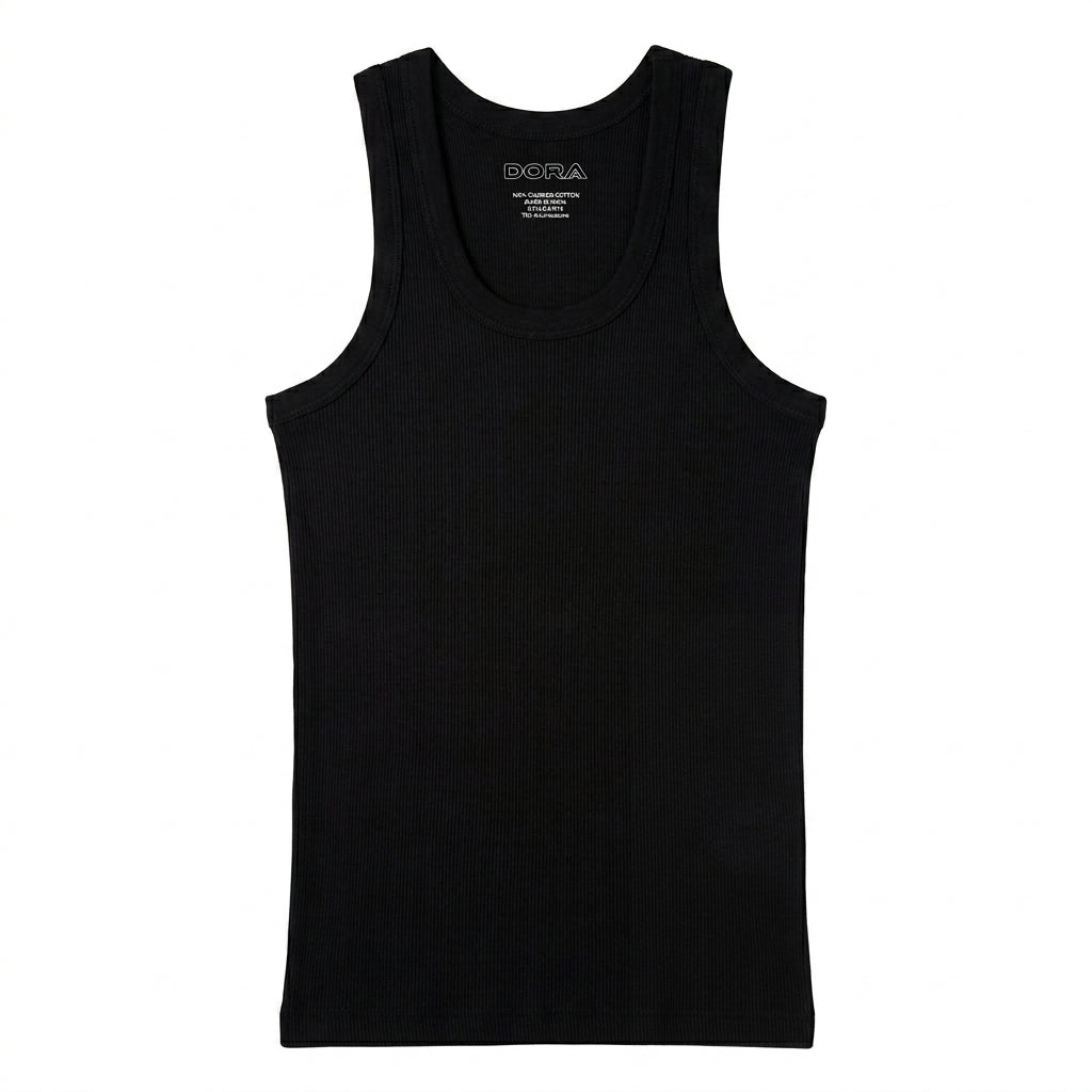 DORA Men's Cotton Active Derby Vest  (Pack of 5) 100% Cotton 2x2 Rib Fabric | Tubular Seamless Design | Heavy GSM Expandable Innerwear | Soft Durable Everyday Comfort Fit Black