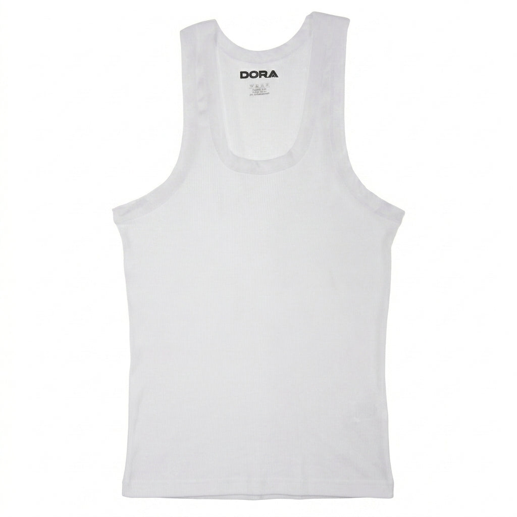 DORA Men's Cotton Active Derby Vest  (Pack of 5) 100% Cotton 2x2 Rib Fabric | Tubular Seamless Design | Heavy GSM Expandable Innerwear | Soft Durable Everyday Comfort Fit White