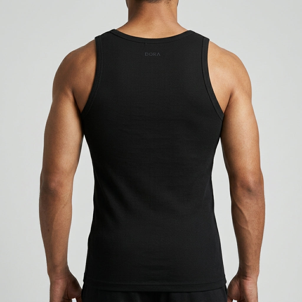 DORA Men's Cotton Ribco Tank Top Style 1607 (Pack of 5) Black