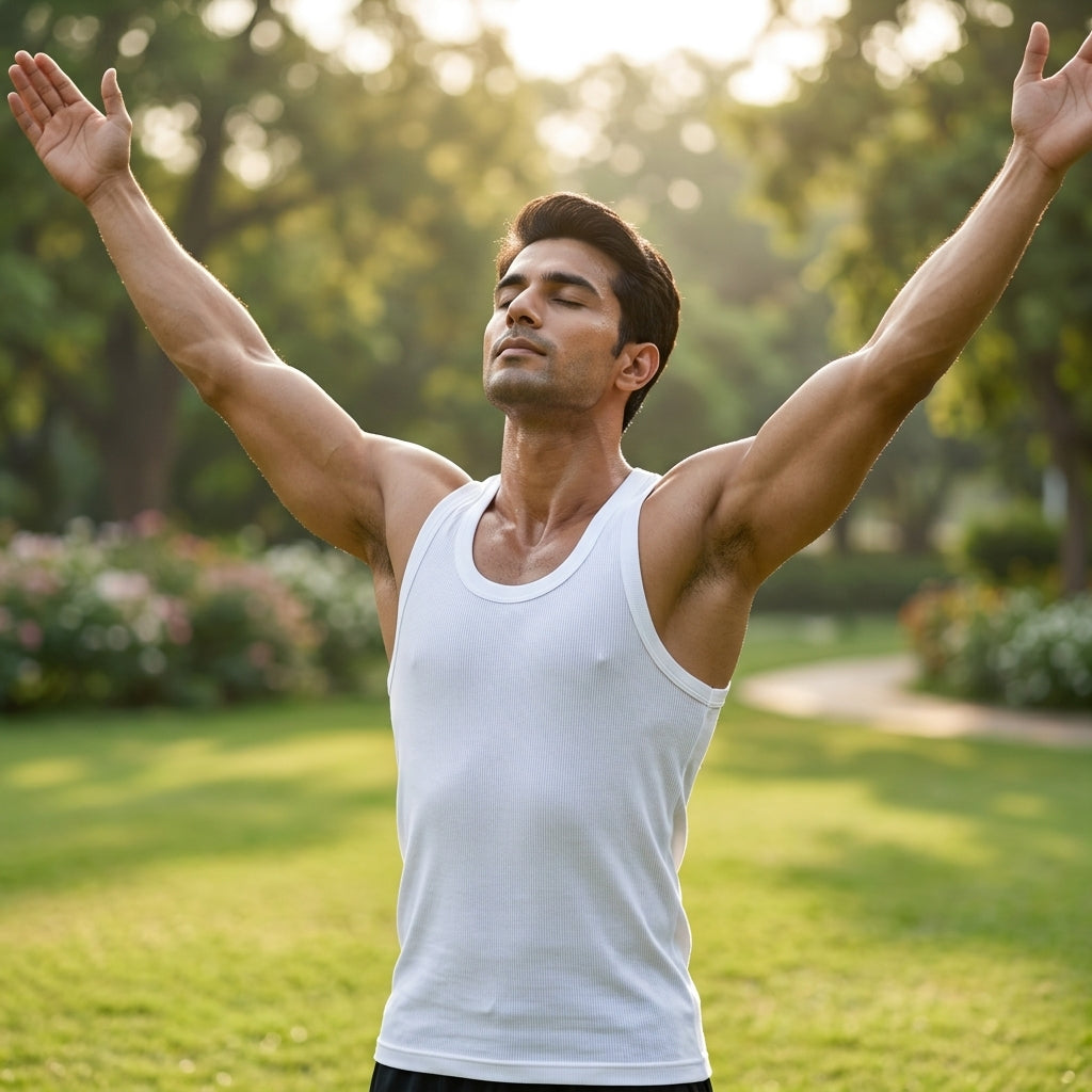 DORA Mens Cotton Rib Vest (Pack of 5)  | 100% Cotton Sleeveless Innerwear Baniyan | 1x1 Rib Fabric | Round Neck Fitted Vest | High Armhole Design | Breathable and Comfortable White