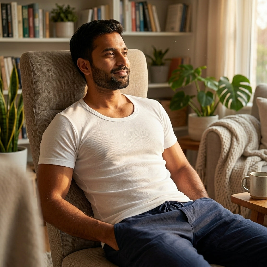 DORA Mens Cotton Trend Half Sleeves Vest | Vest for Men | T Shirt Style Baniyan | Combed Cotton | Round Neck | White | Pack of 5