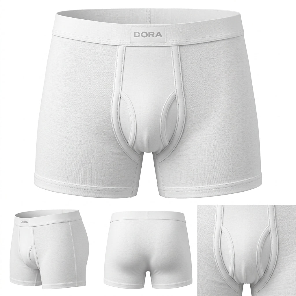 DORA Men's Cotton Trunk (Pack of 5) 100% Cotton Single Rib Fabric | Lycra Waistband | Heavy GSM Innerwear | Soft Breathable Material | Shape Retention | Comfortable Daily Wear | White