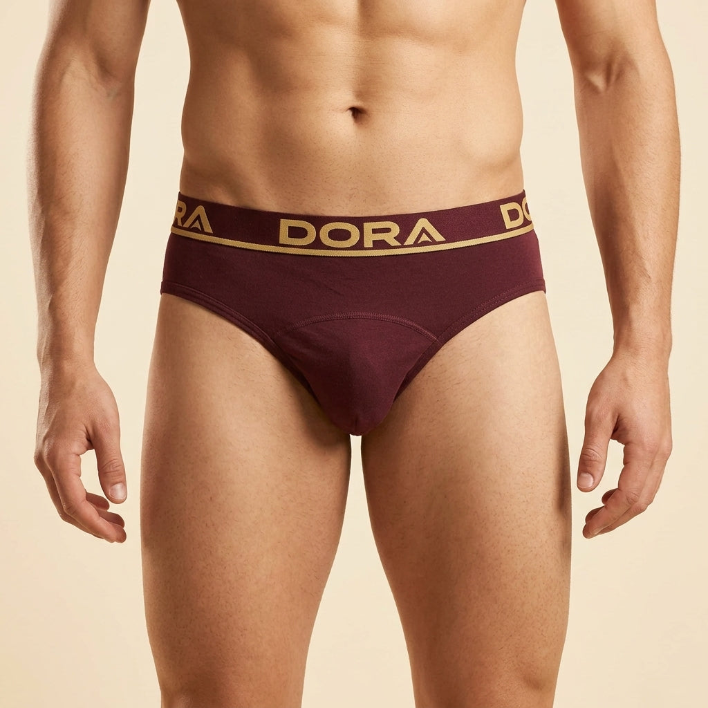 DORA Active Mens Cotton Low Cut Briefs (Pack of 5) 100% Cotton Innerwear | Single Jersey Fabric | Covered Elastic Waistband | U Shaped Front Pouch Design