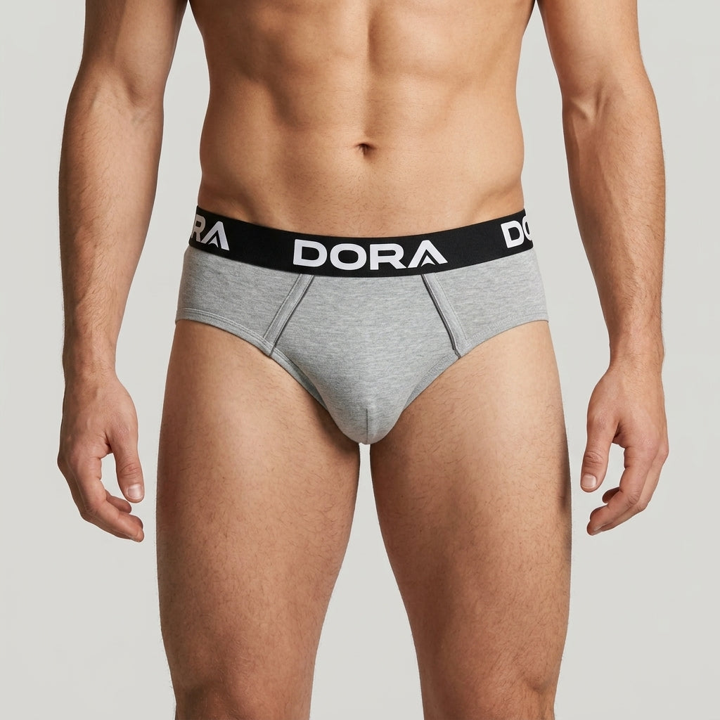 DORA Mens Cotton Brief (Pack of 5) Cotton Innerwear for Men | Elastic Waistband Underwear | Breathable Fabric Briefs for Men | Regular Fit Undergarments