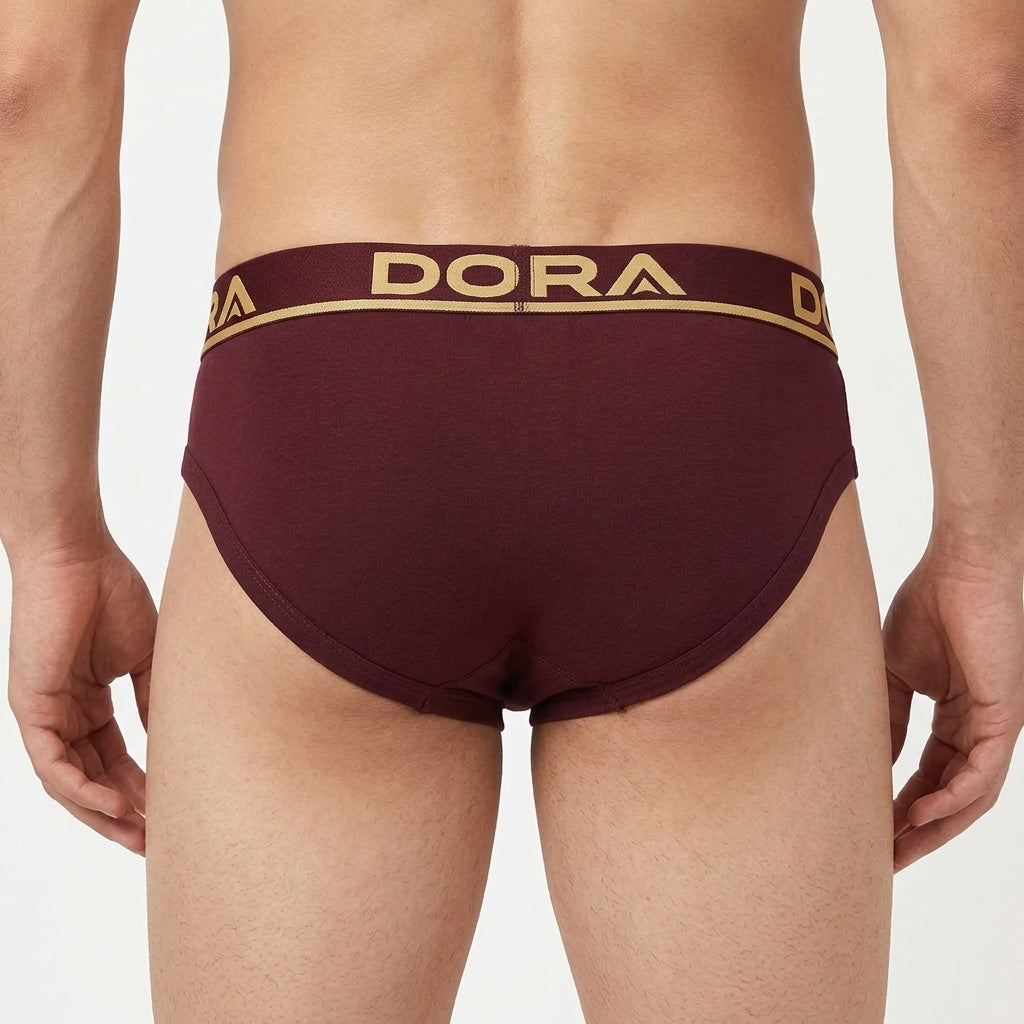 DORA Active Mens Cotton Low Cut Briefs (Pack of 5) 100% Cotton Innerwear | Single Jersey Fabric | Covered Elastic Waistband | U Shaped Front Pouch Design