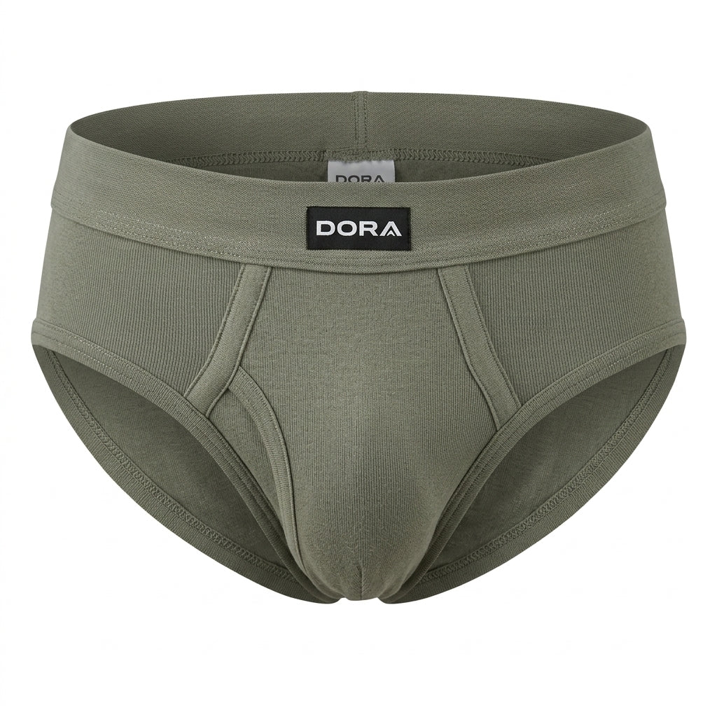 DORA Men's Cotton Lycra Waistband Briefs (Pack of 5) 100% Cotton Single Rib Fabric | High Rise Full Coverage Fit | Heavy GSM Durable Innerwear | Sweat Absorbent | Shape Retention | Assorted Colors