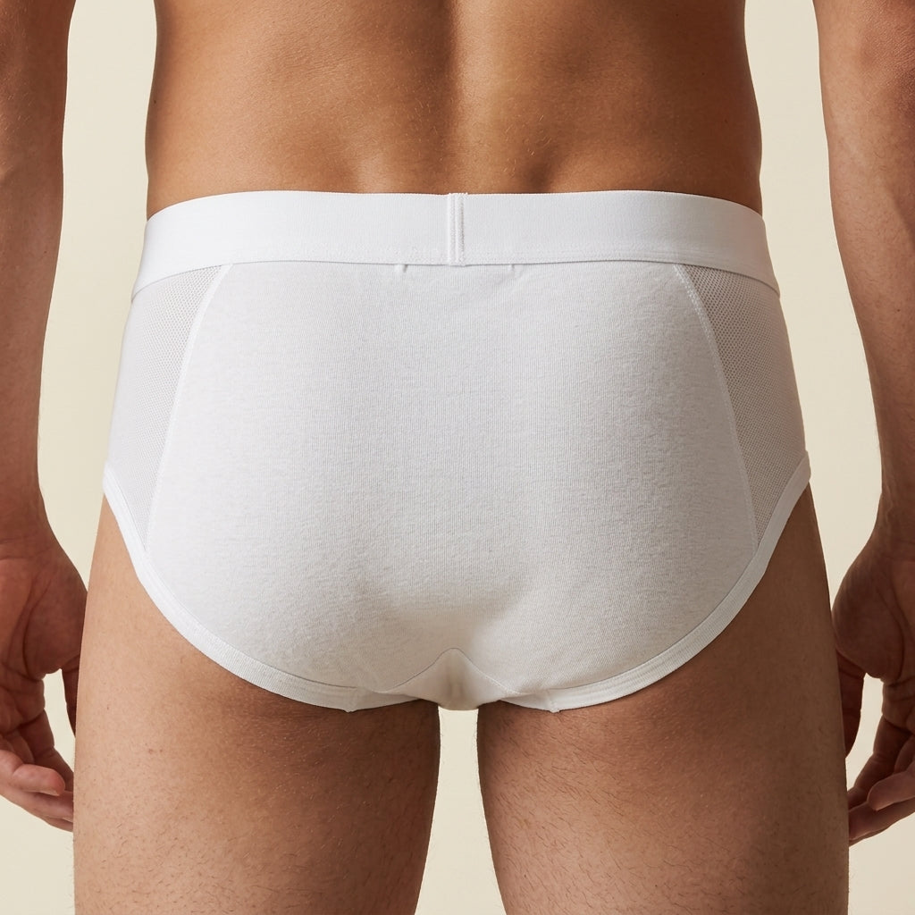 DORA Men's Cotton Lycra Waistband Briefs (Pack of 5) 100% Cotton Single Rib Fabric | High Rise Full Coverage Fit | Heavy GSM Durable Innerwear | Sweat Absorbent | Shape Retention | White