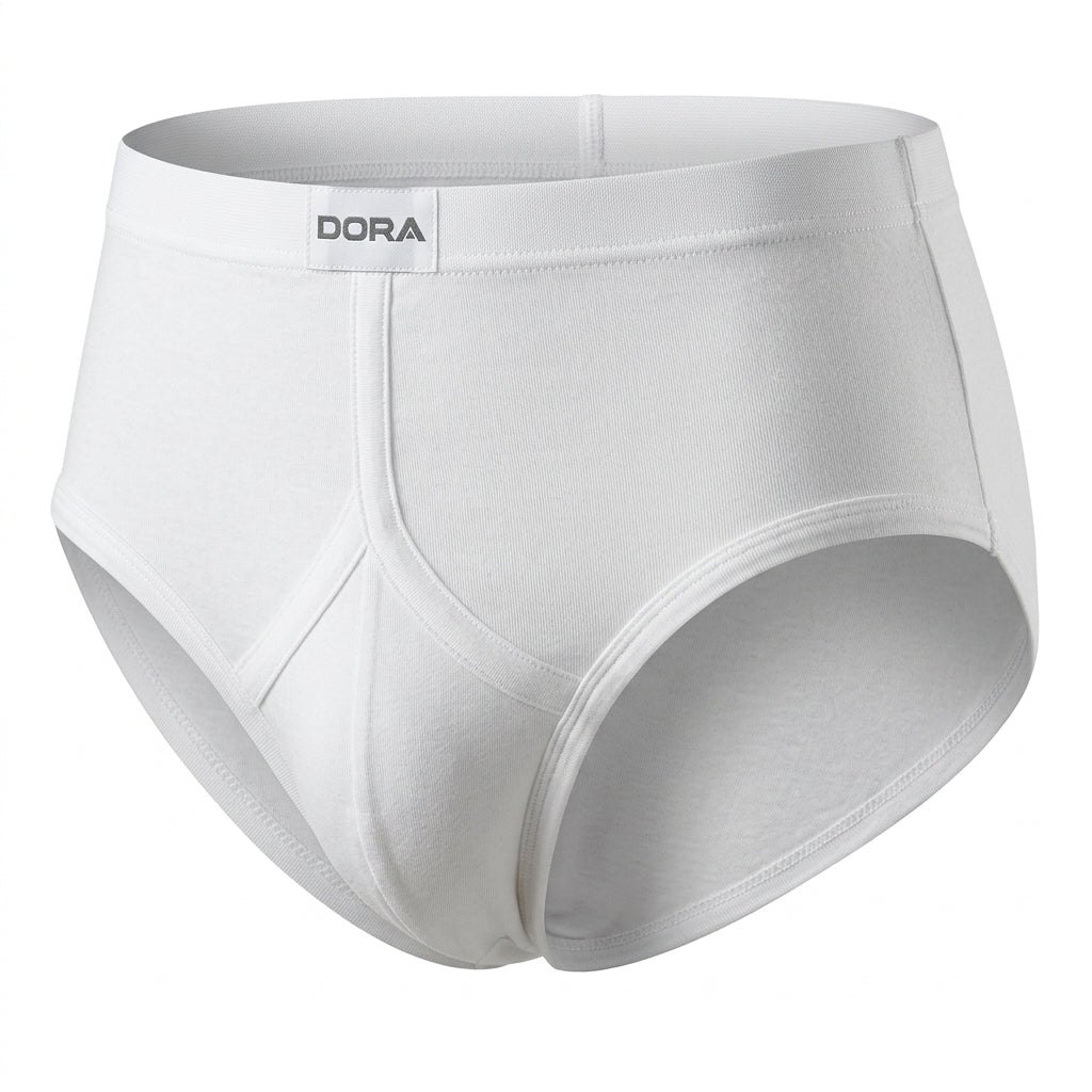DORA Men's Cotton Briefs (Pack of 5) High Rise Full Coverage Innerwear | Soft Cotton Fabric | Concealed Elastic Waistband | Durable Shape Retention | Comfortable White