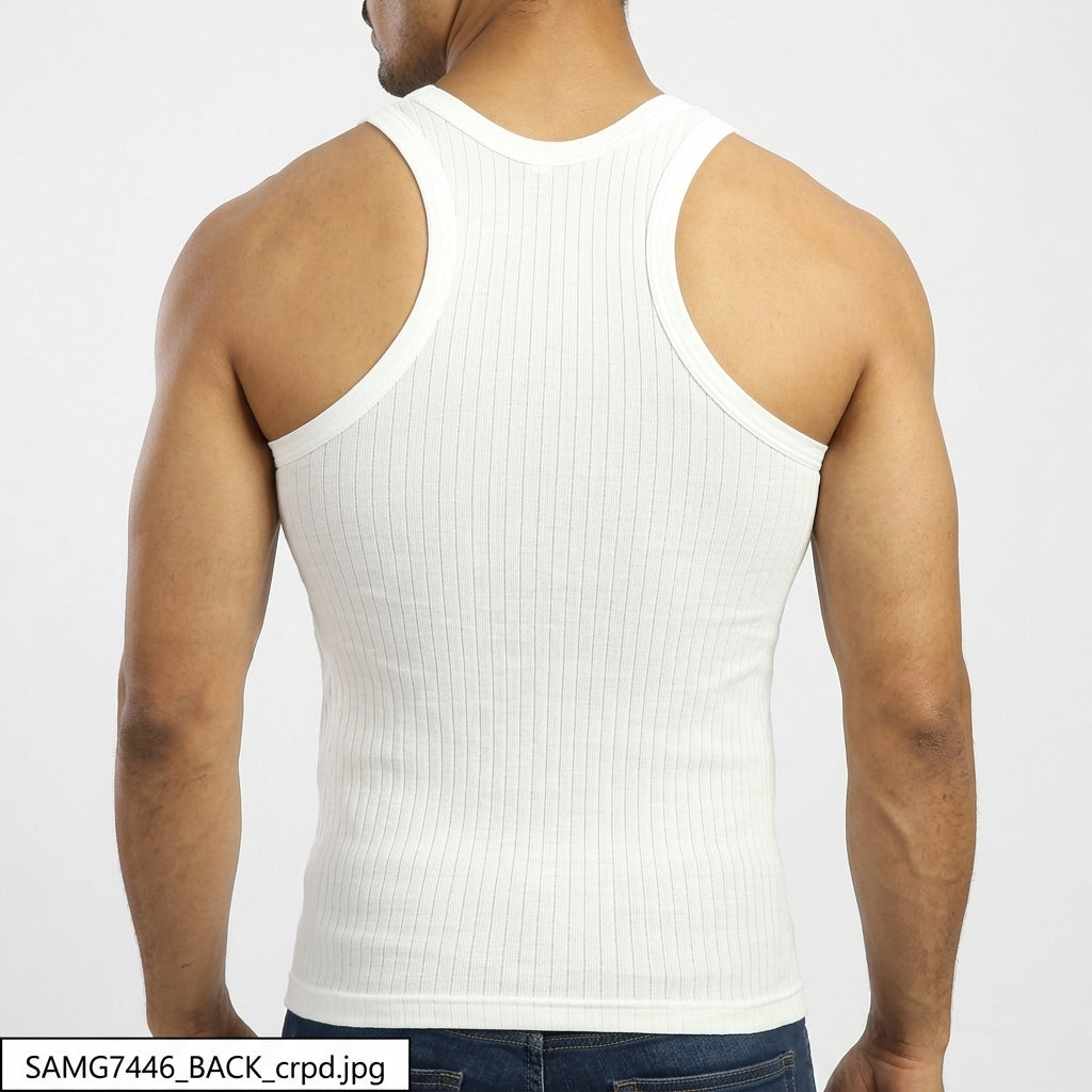 DORA Men's Cotton Classic Jacquard Designer Vest Style 1301 (Pack of 5) White