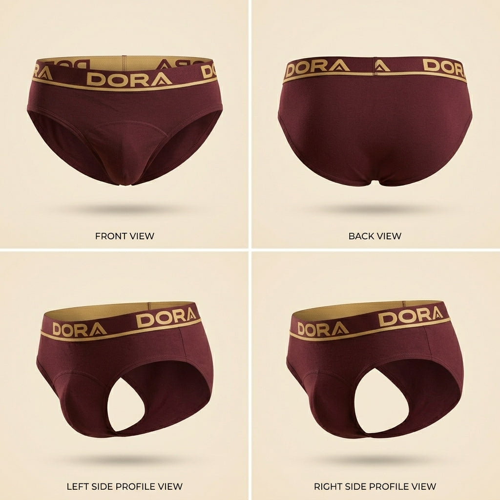 DORA Active Mens Cotton Low Cut Briefs (Pack of 5) 100% Cotton Innerwear | Single Jersey Fabric | Covered Elastic Waistband | U Shaped Front Pouch Design