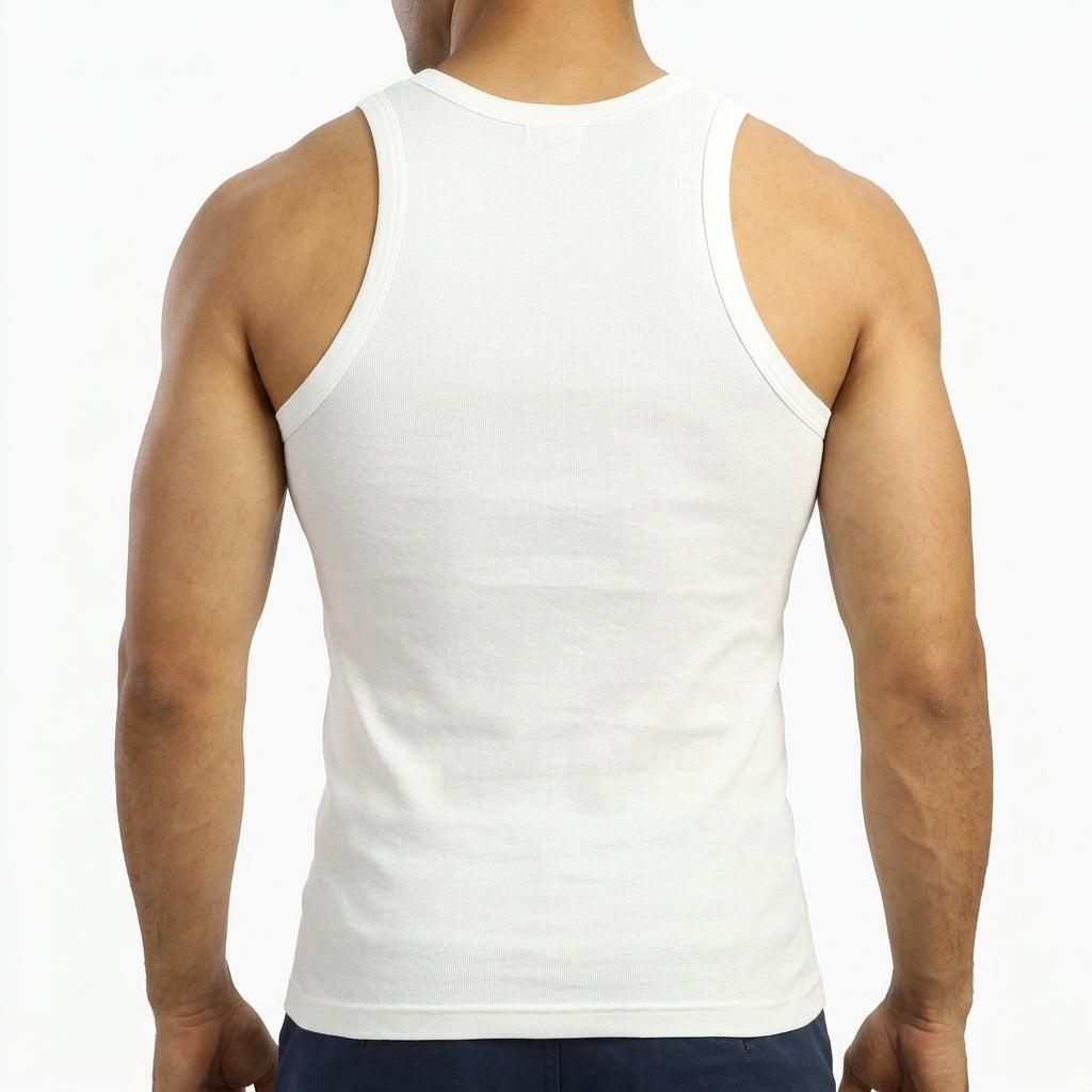 DORA Mens Cotton Trend Vest | White | Pack of 5 | Round Neck Vest | Men's Sleeveless Vest | Combed Cotton | with Extended Length for Easy Tuck
