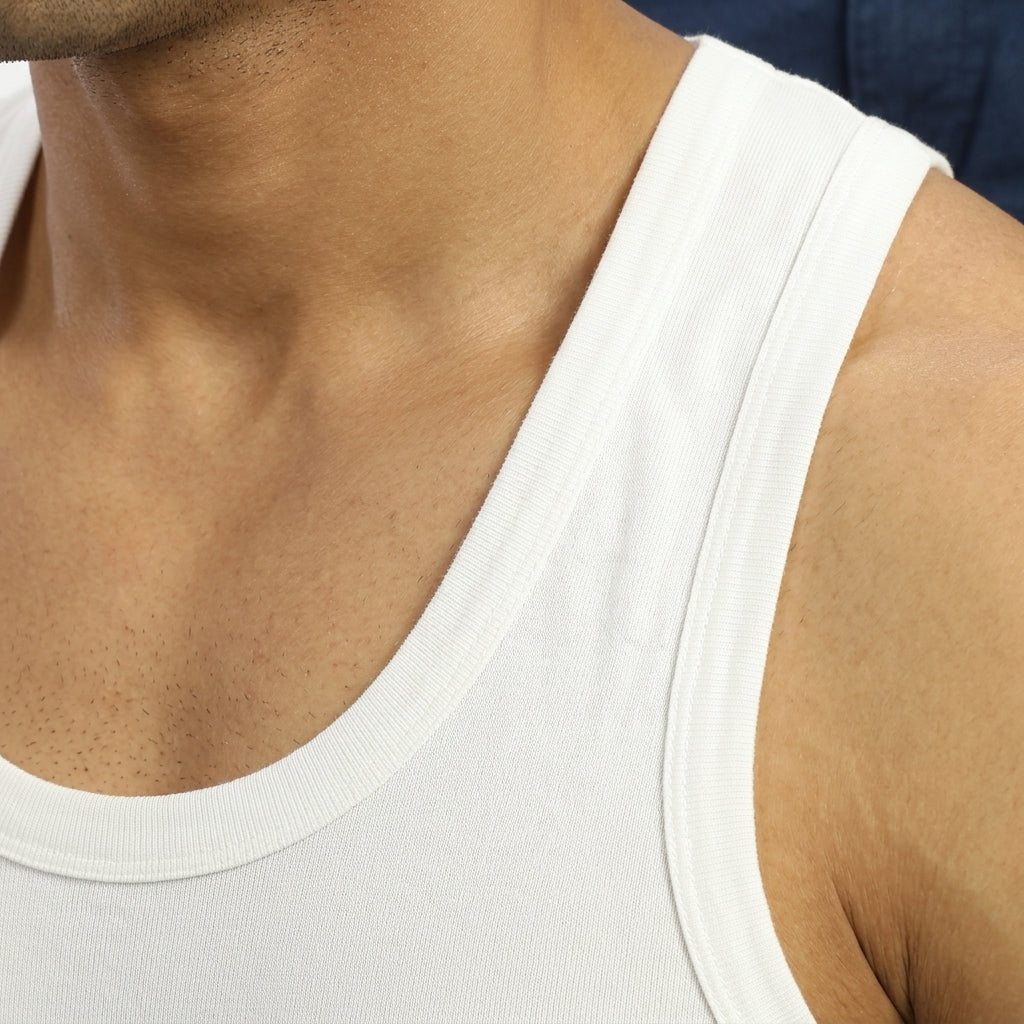 DORA Mens Cotton Trend Vest | White | Pack of 5 | Round Neck Vest | Men's Sleeveless Vest | Combed Cotton | with Extended Length for Easy Tuck