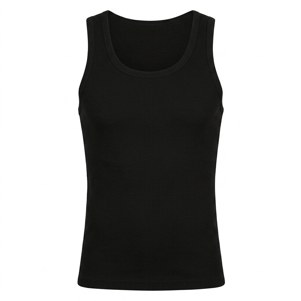 DORA Men's Cotton Ribco Tank Top Style 1607 (Pack of 5) Black