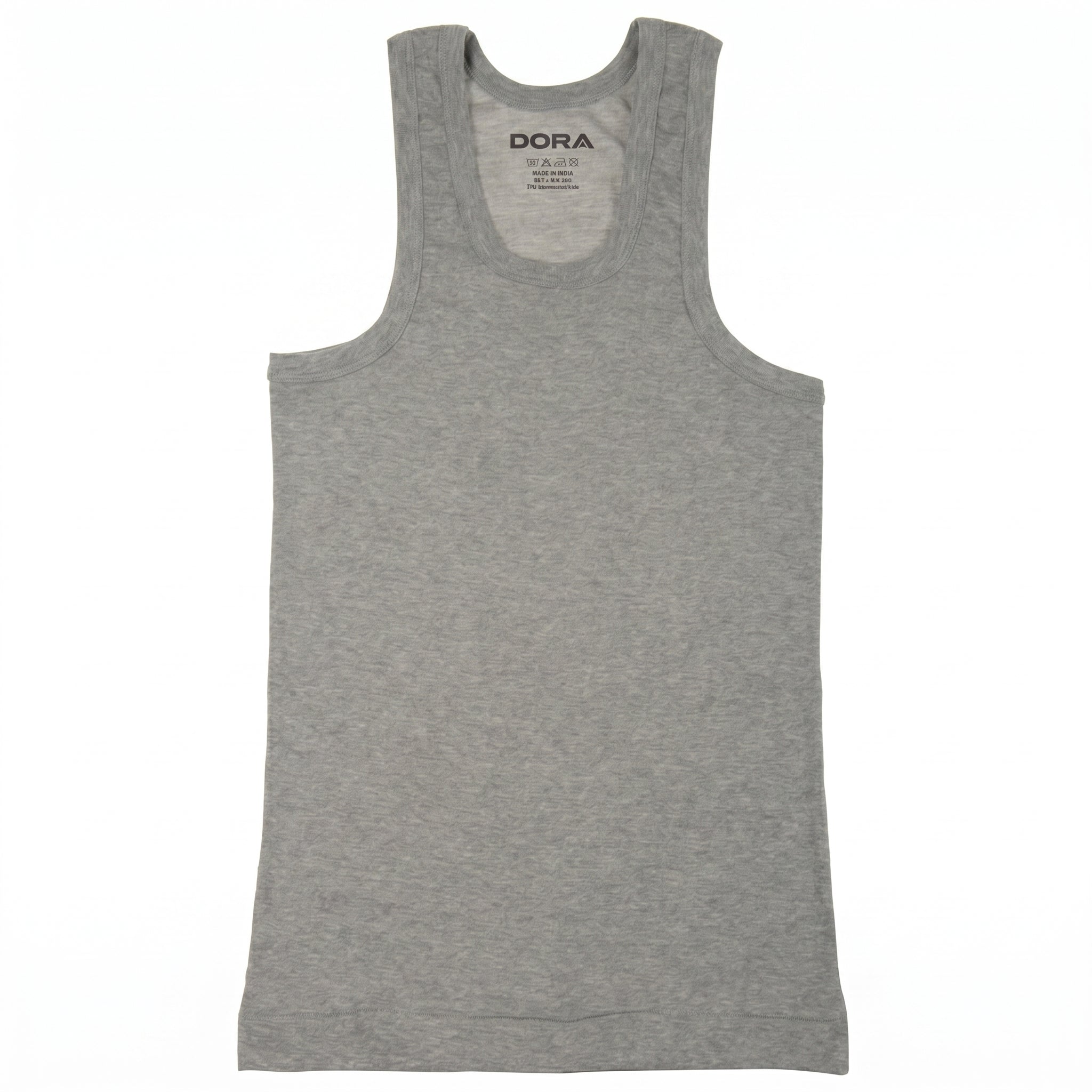 DORA Mens Cotton Rib Vest (Pack of 5)  | 100% Cotton Sleeveless Innerwear Baniyan | 1x1 Rib Fabric | Round Neck Fitted Vest | High Armhole Design | Breathable and Comfortable Greymelange