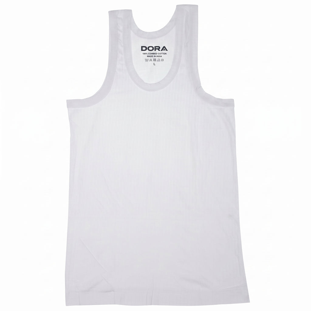 DORA Men's Cotton Classic Jacquard Designer Vest Style 1301 (Pack of 5) White