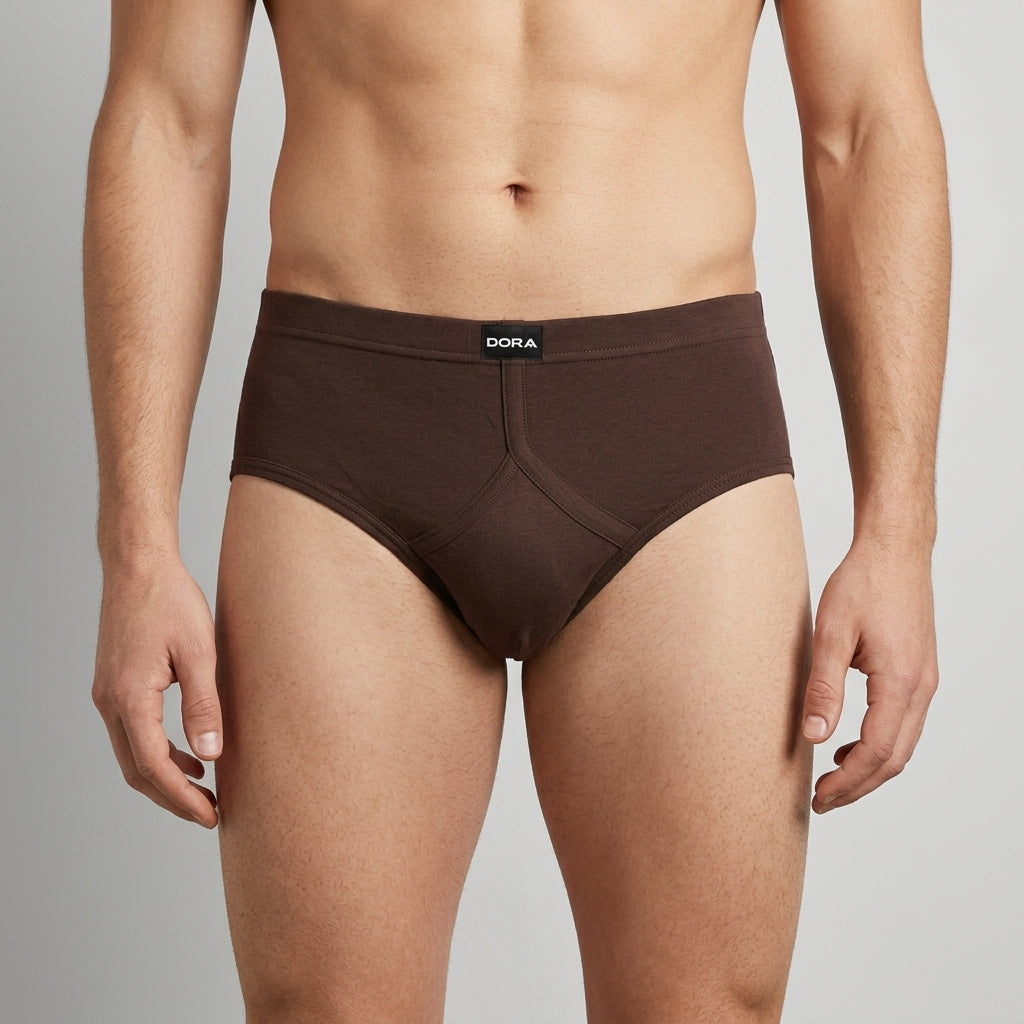 DORA Men's Cotton Briefs (Pack of 5) High Rise Full Coverage Innerwear | Soft Cotton Fabric | Concealed Elastic Waistband | Durable Shape Retention | Comfortable (Multi-Colour)