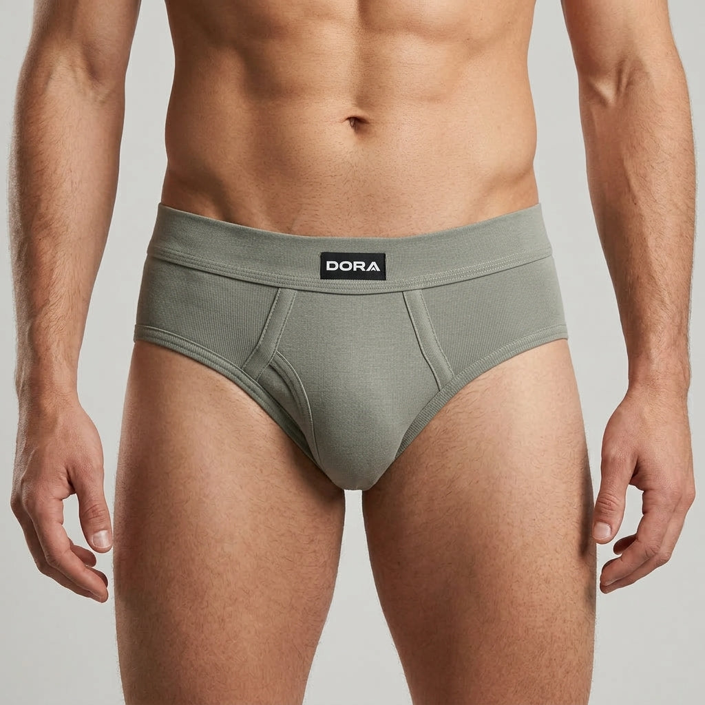 DORA Men's Cotton Lycra Waistband Briefs (Pack of 5) 100% Cotton Single Rib Fabric | High Rise Full Coverage Fit | Heavy GSM Durable Innerwear | Sweat Absorbent | Shape Retention | Assorted Colors
